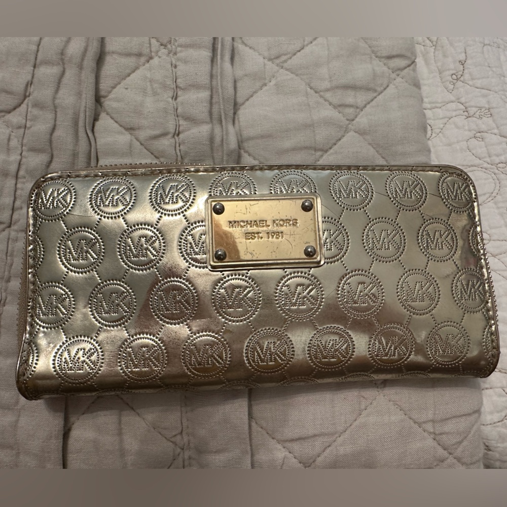 Michael Kors Metallic Zip Around Wallet